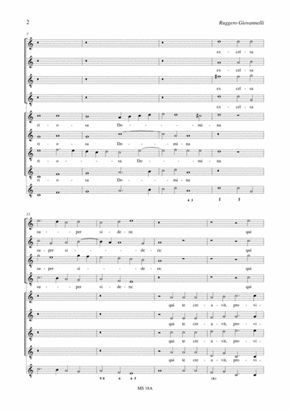 O Gloriosa Domina. Motet (Roma 1607) for 8-part Choir (SATB-SATB) and Continuo