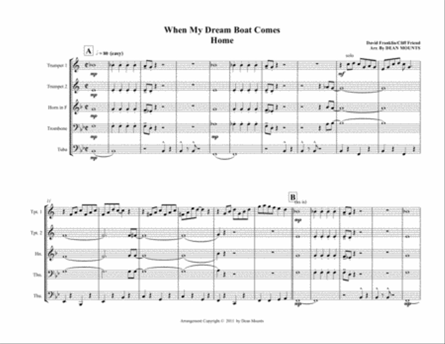 When My Dream Boat Comes Home Trumpet Duet scores gallery preview page 1
