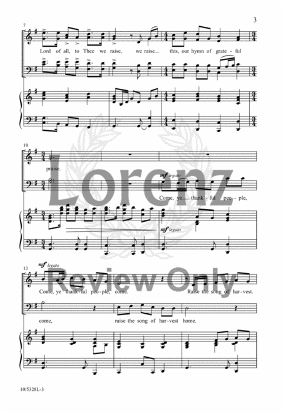 Come, Ye Thankful for the Beauty 4-Part scores gallery preview page 3