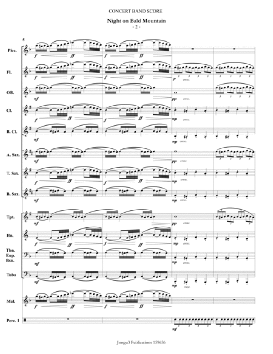 Mussorgsky: Night on Bald Mountain for Concert Band Concert Band scores gallery preview page 2