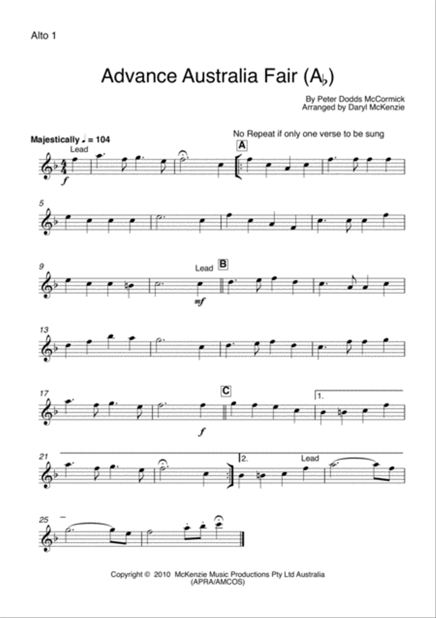 Advance Australia Fair Big Band Instrumental Jazz Ensemble scores gallery preview page 5