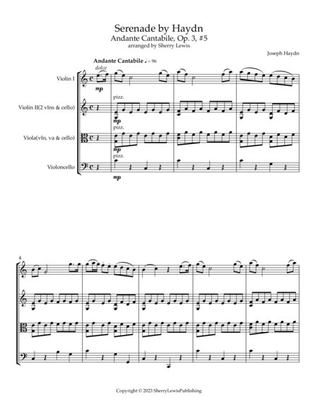 Serenade by Haydn, Op. 3 #5 Andante Cantabile image number null