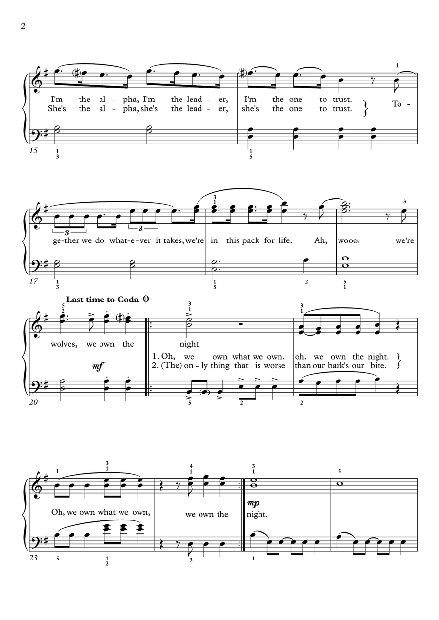 We Own The Night We Own The Night Piano Method scores gallery preview page 2