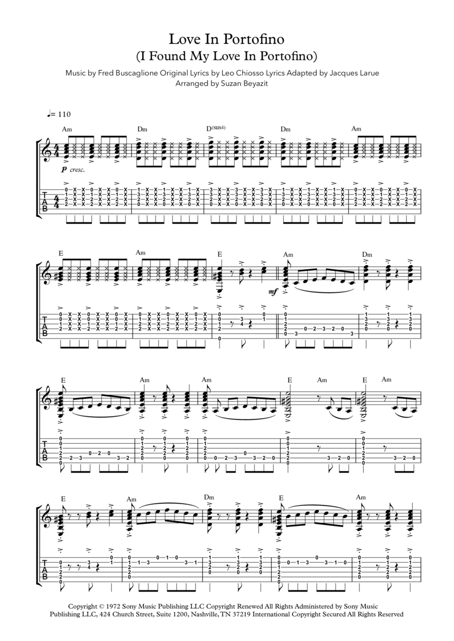 Love In Portofino (i Found My Love In Portofino) Electric Guitar scores gallery preview page 1