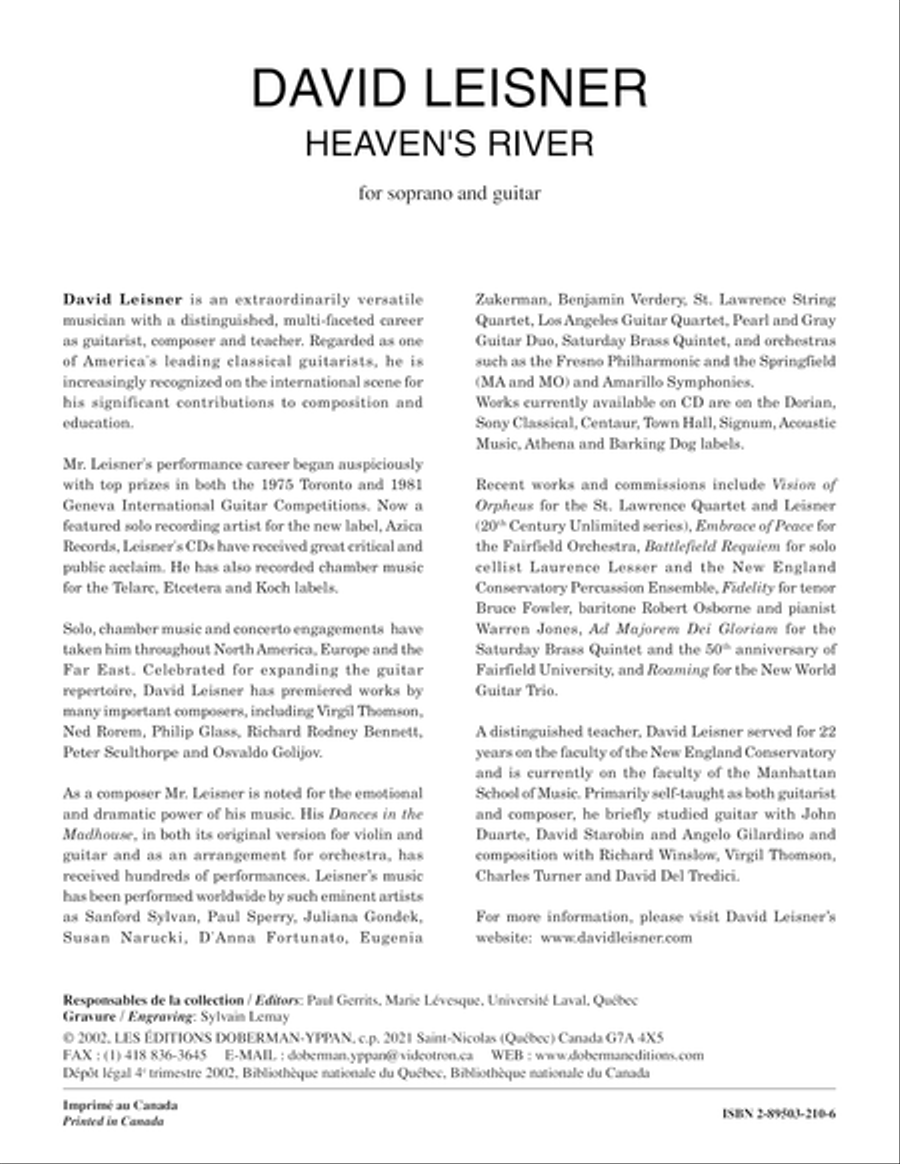 Heaven's River (soprano & guitar) Classical Guitar scores gallery preview page 1