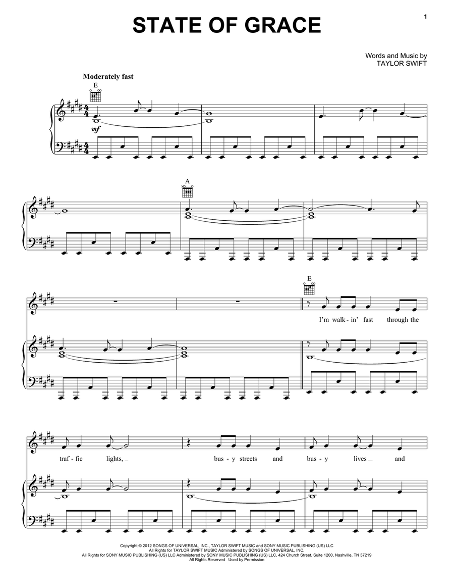 State Of Grace Acoustic Guitar scores gallery preview page 1