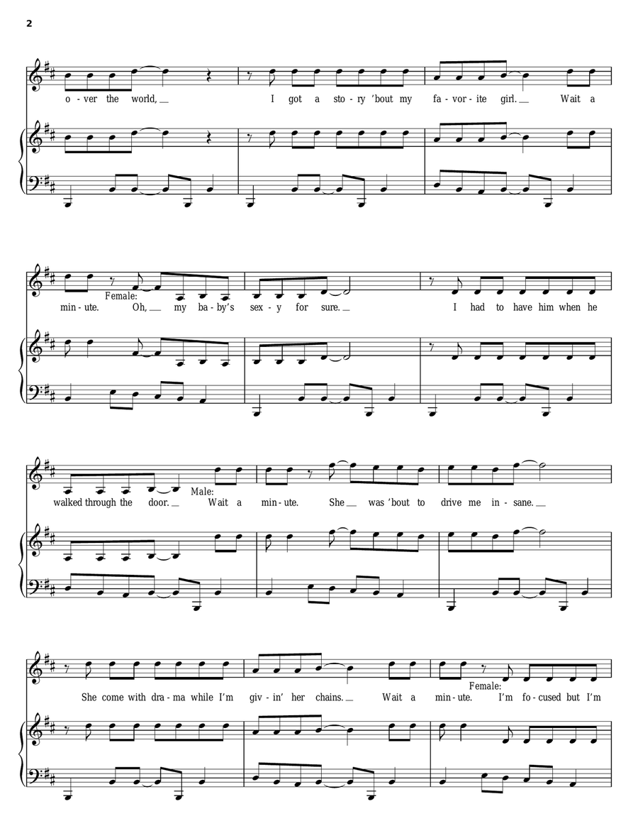 Wait A Minute Piano, Vocal, Guitar scores gallery preview page 2