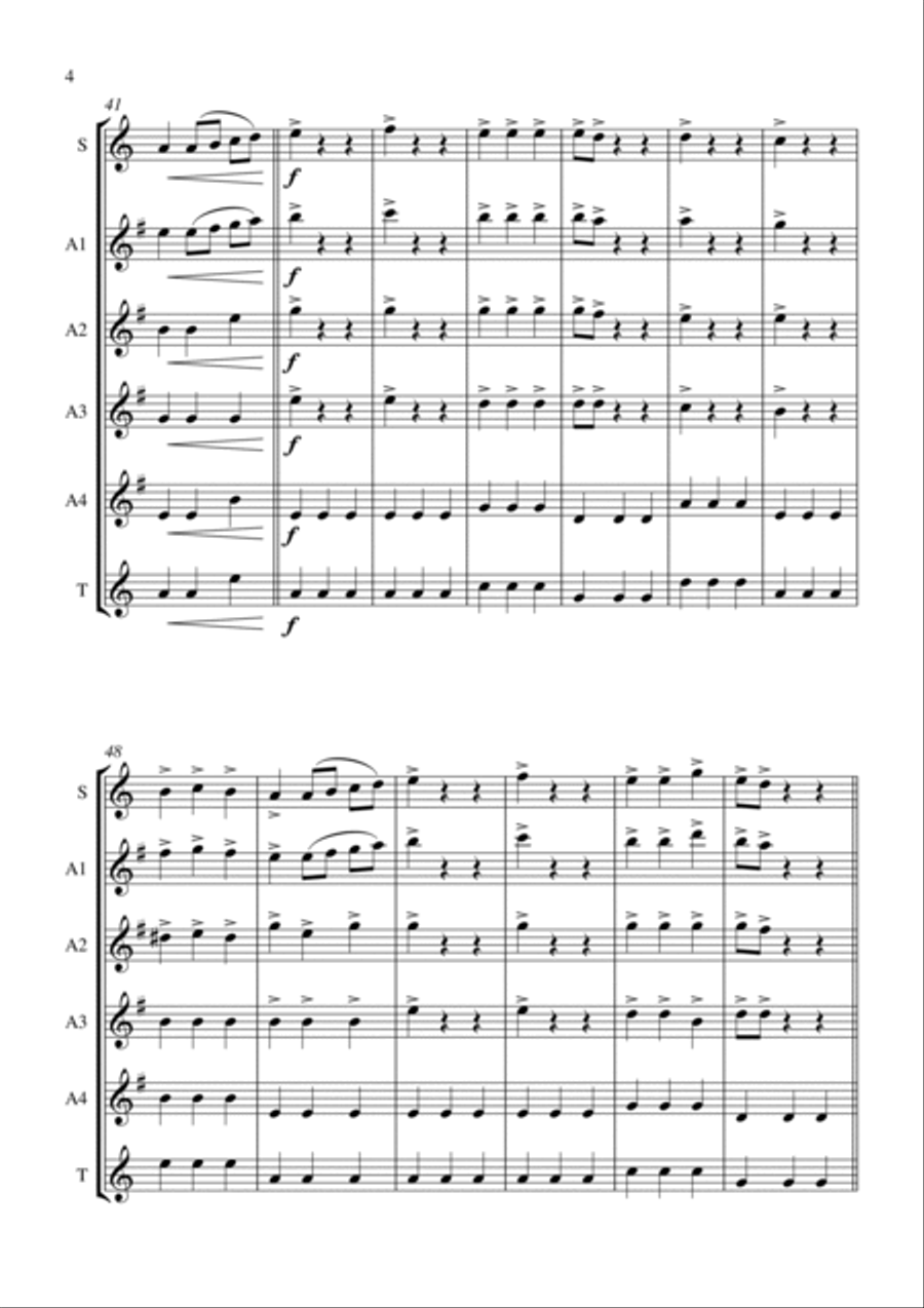 Pirates Of The Caribbean Saxophone Quartet scores gallery preview page 4