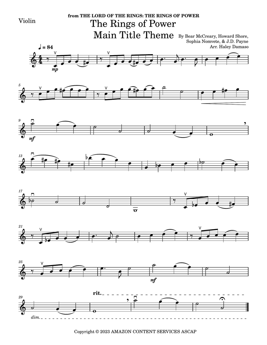 The Lord Of The Rings: The Rings Of Power Violin Solo scores gallery preview page 3