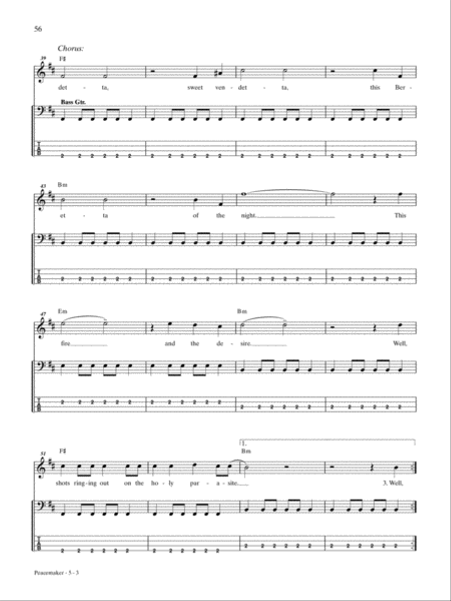 Peacemaker Bass Guitar Tablature scores gallery preview page 3