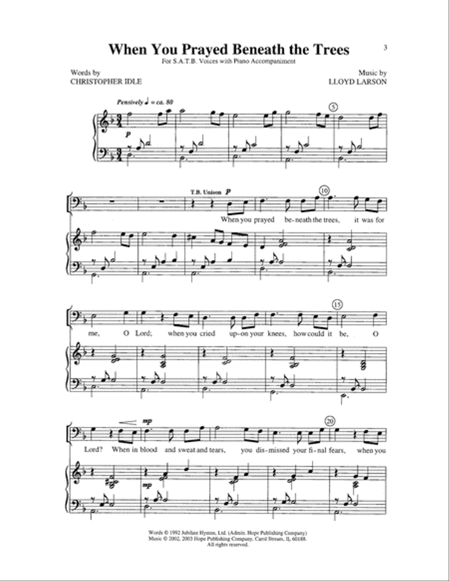 When You Prayed Beneath the Trees 4-Part scores gallery preview page 3