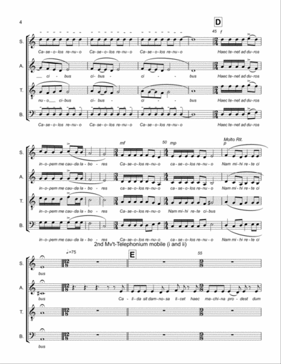 Xenia Apophoretaque pro Temporibus Praesenti Bus 4-Part scores gallery preview page 4