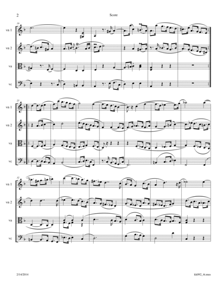 Scarlatti: sonata in D minor K 92 (L 362) arr. for String Quartet image number null