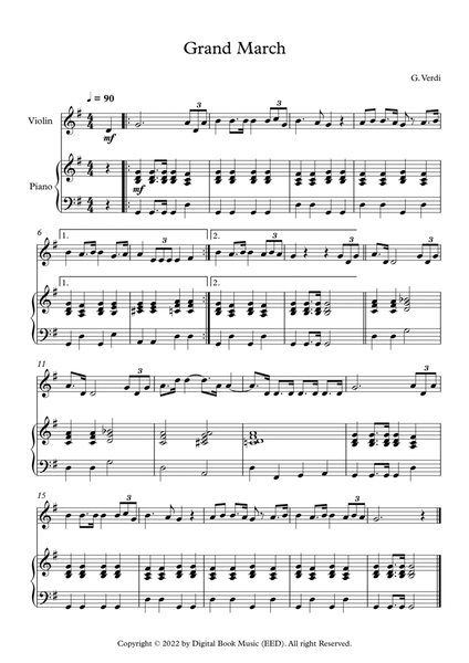 Grand March (Aida) - Giuseppe Verdi (Violin + Piano) image number null