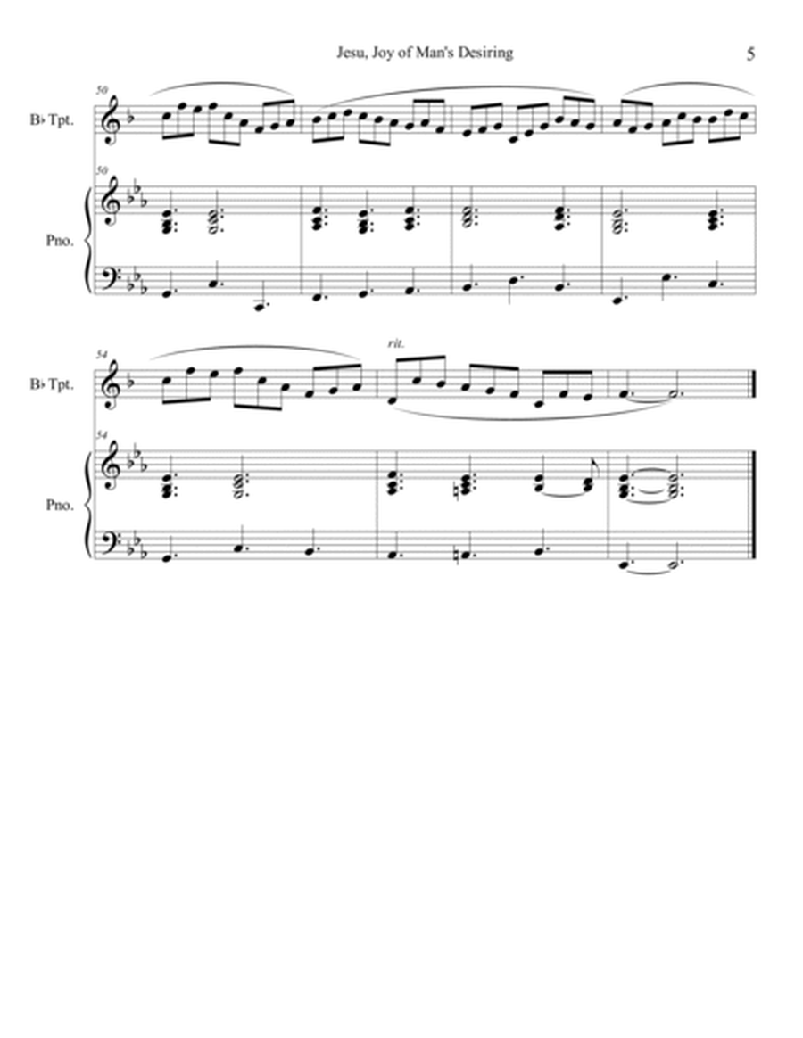 Jesu, Joy of Man's Desiring (Trumpet Solo) with piano accompaniment image number null