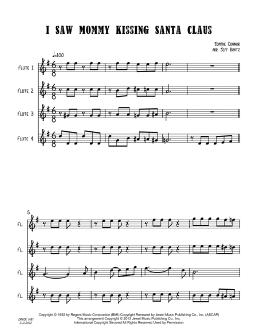 I Saw Mommy Kissing Santa Claus Woodwind Quartet scores gallery preview page 2