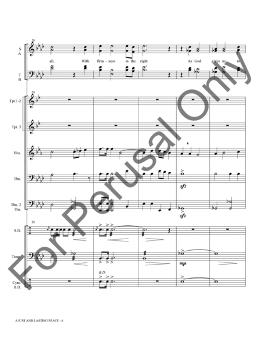 A Just And Lasting Peace (Brass and Percussion Score/Parts) Choir scores gallery preview page 7