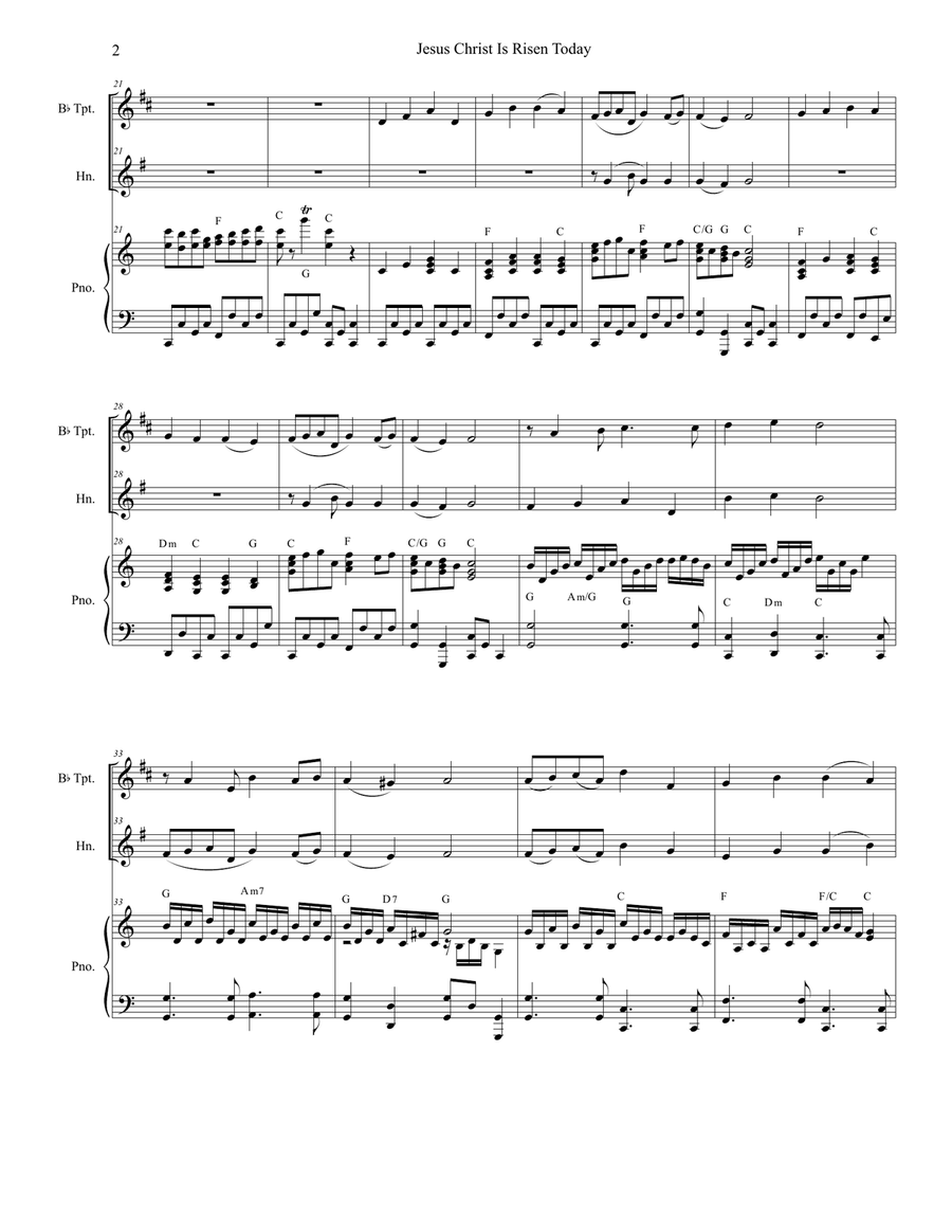 Jesus Christ Is Risen Today (Duet for Bb-Trumpet and French Horn) Jesus Christ Is Risen Today (Duet for Bb-Trumpet and French Horn) Brass Duet scores gallery preview page 3