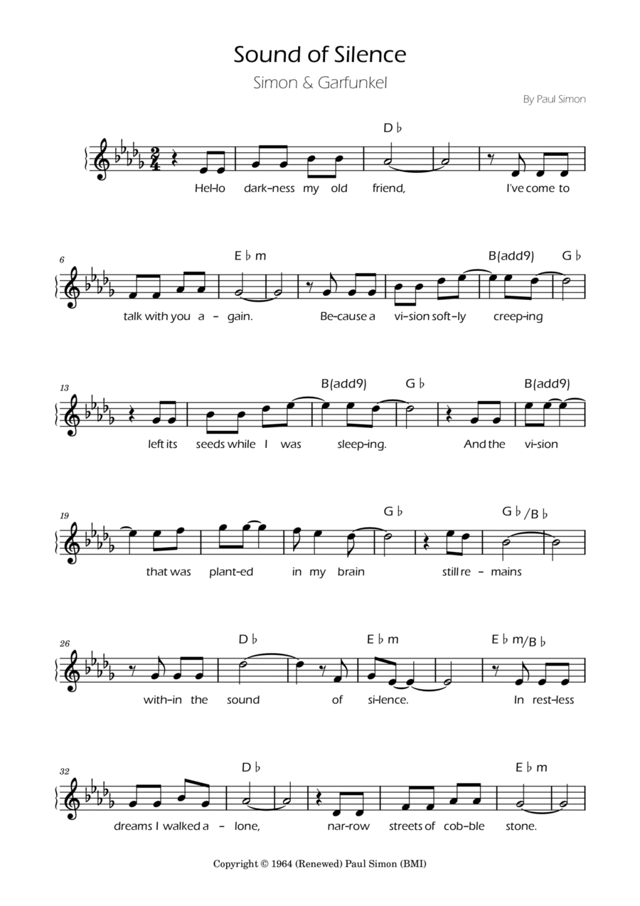 The Sound Of Silence Guitar scores gallery preview page 1