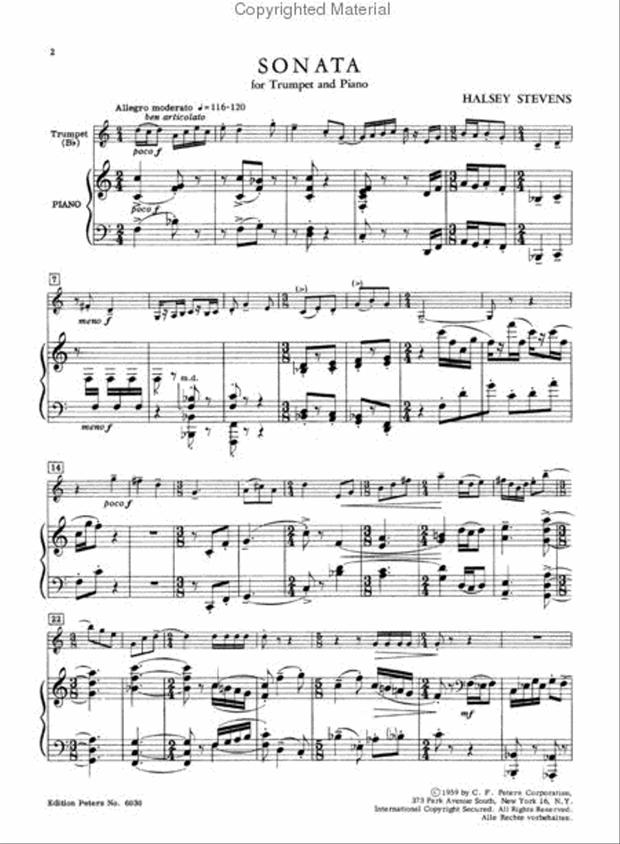 Sonata for Trumpet and Piano B-Flat Trumpet scores gallery preview page 3