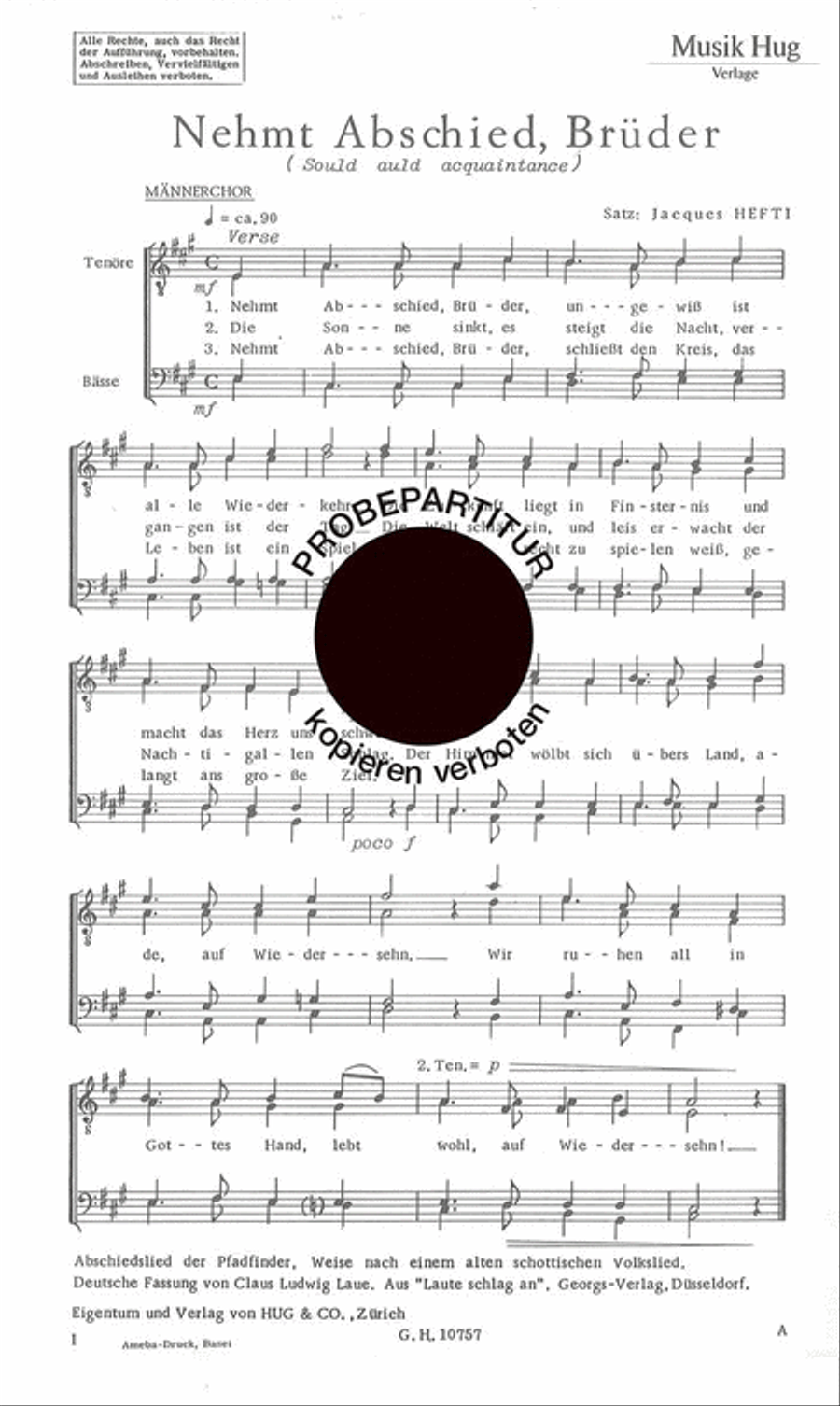 Nehmt Abschied Bruder Men's Choir scores gallery preview page 1
