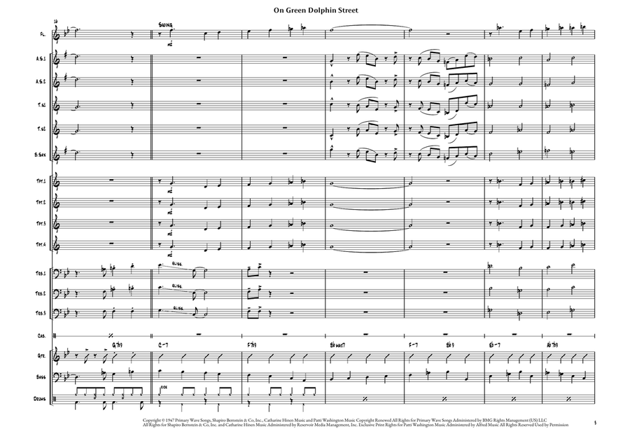 On Green Dolphin Street - Score Only Jazz Ensemble scores gallery preview page 4