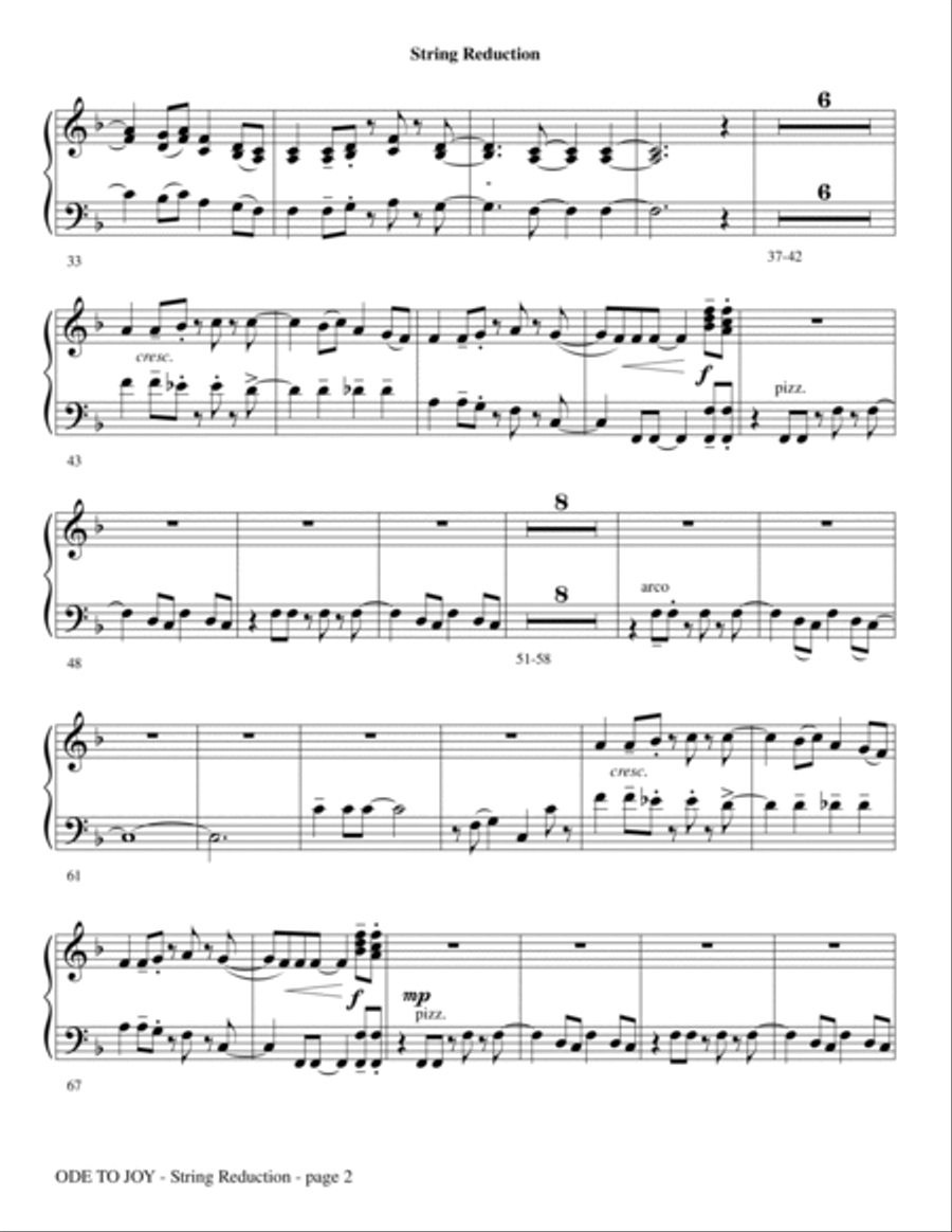 Ode To Joy (Does Not Match SATB 08752035) - Keyboard String Reduction 4-Part scores gallery preview page 2