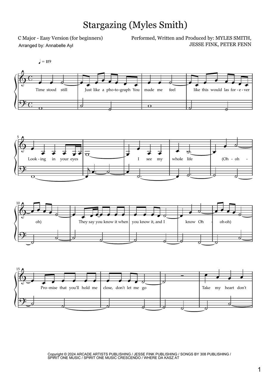Stargazing Easy Piano scores gallery preview page 1