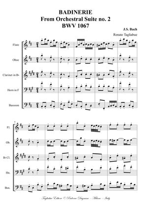 BADINERIE - BWV 1067 . Arr. for Woodwind quintet. With Parts