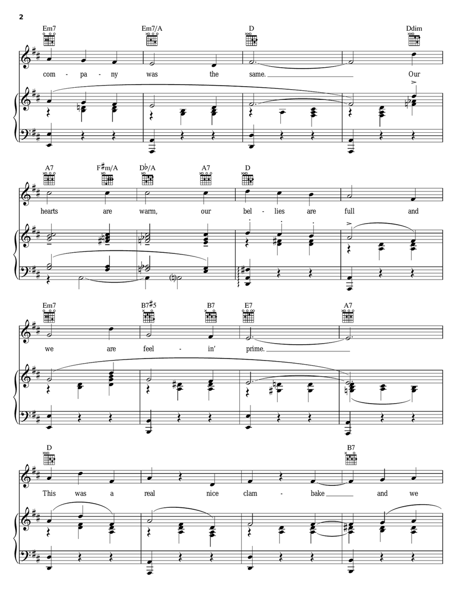 A Real Nice Clambake Piano, Vocal, Guitar scores gallery preview page 2