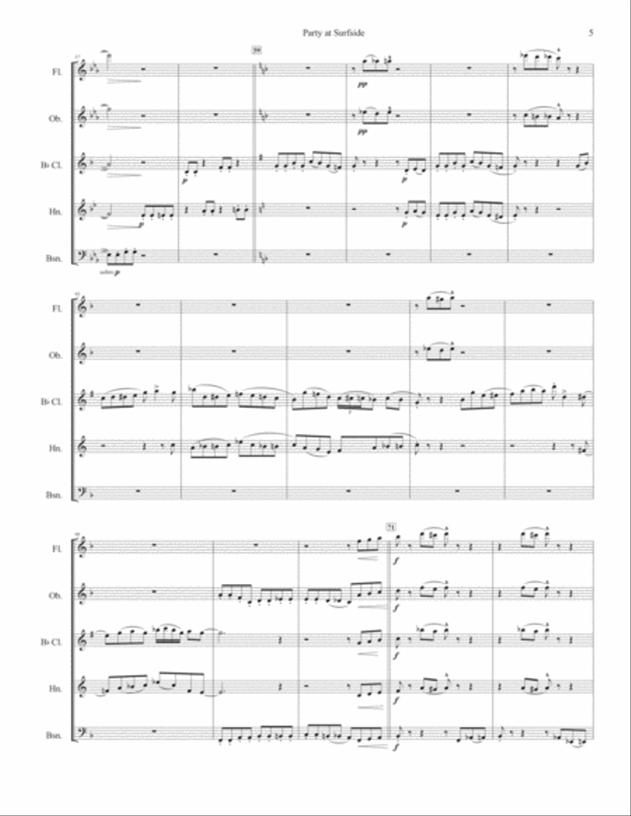 Party at Surfside - for Woodwind Quintet Woodwind Quintet scores gallery preview page 6