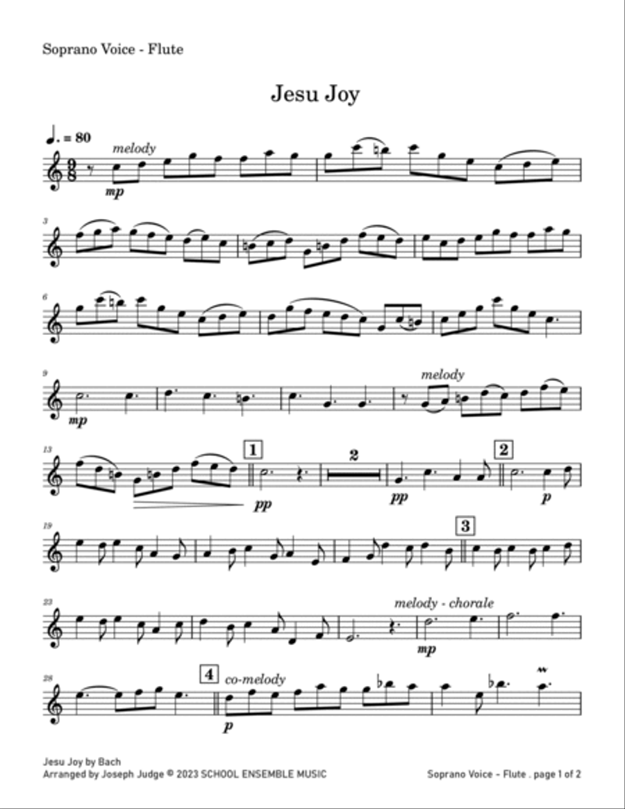 Jesu Joy by Bach for Woodwind Quartet in Schools Woodwind Quartet scores gallery preview page 6