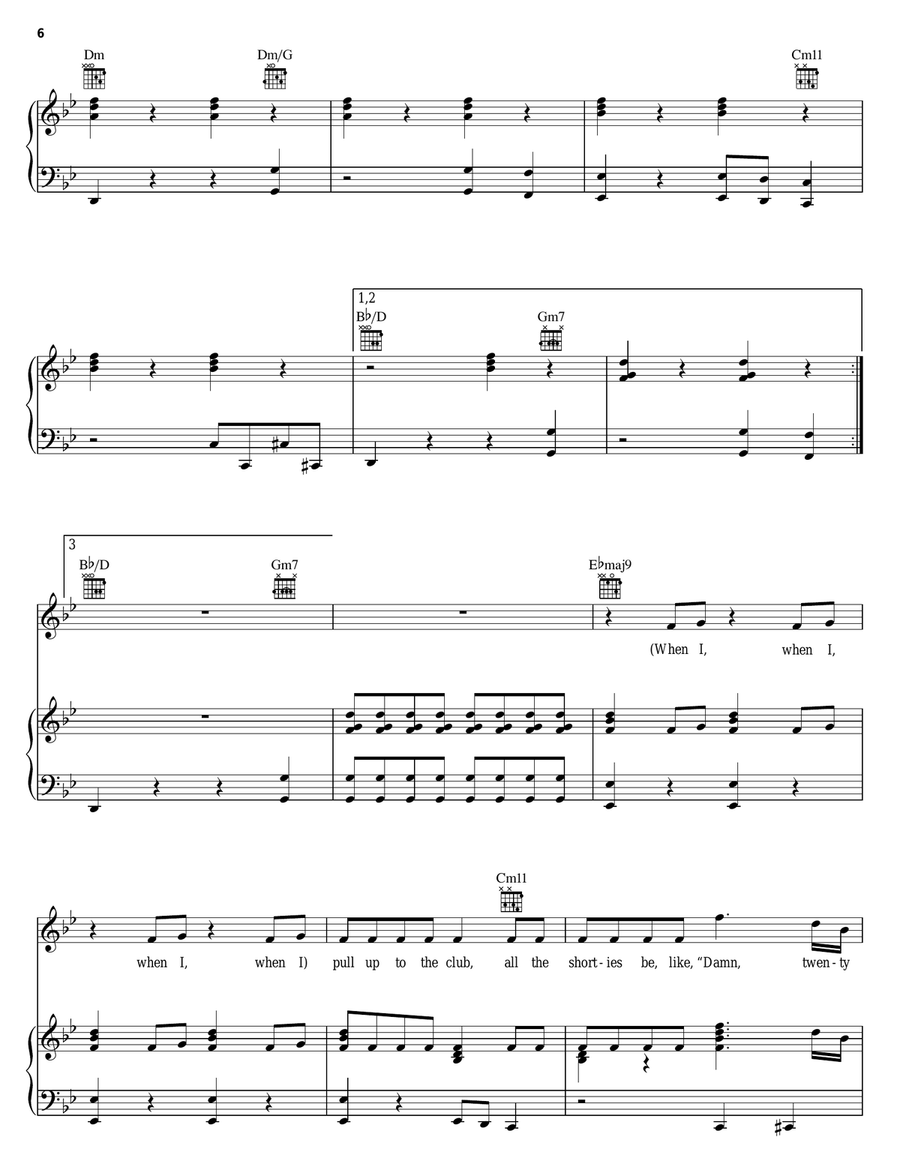 I'm A Flirt Remix Piano, Vocal, Guitar scores gallery preview page 6
