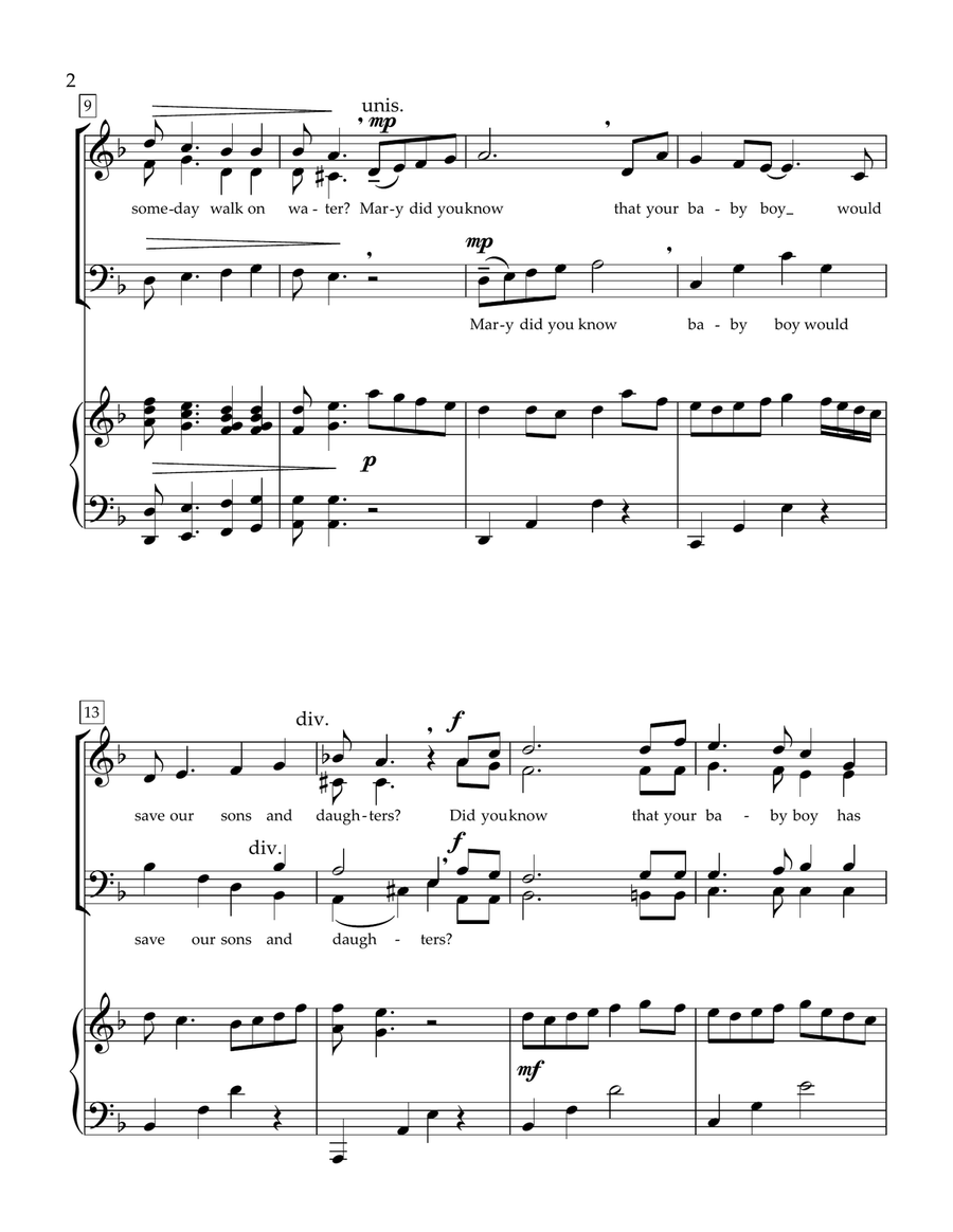 Mary, Did You Know? Mary, Did You Know? 4-Part scores gallery preview page 2