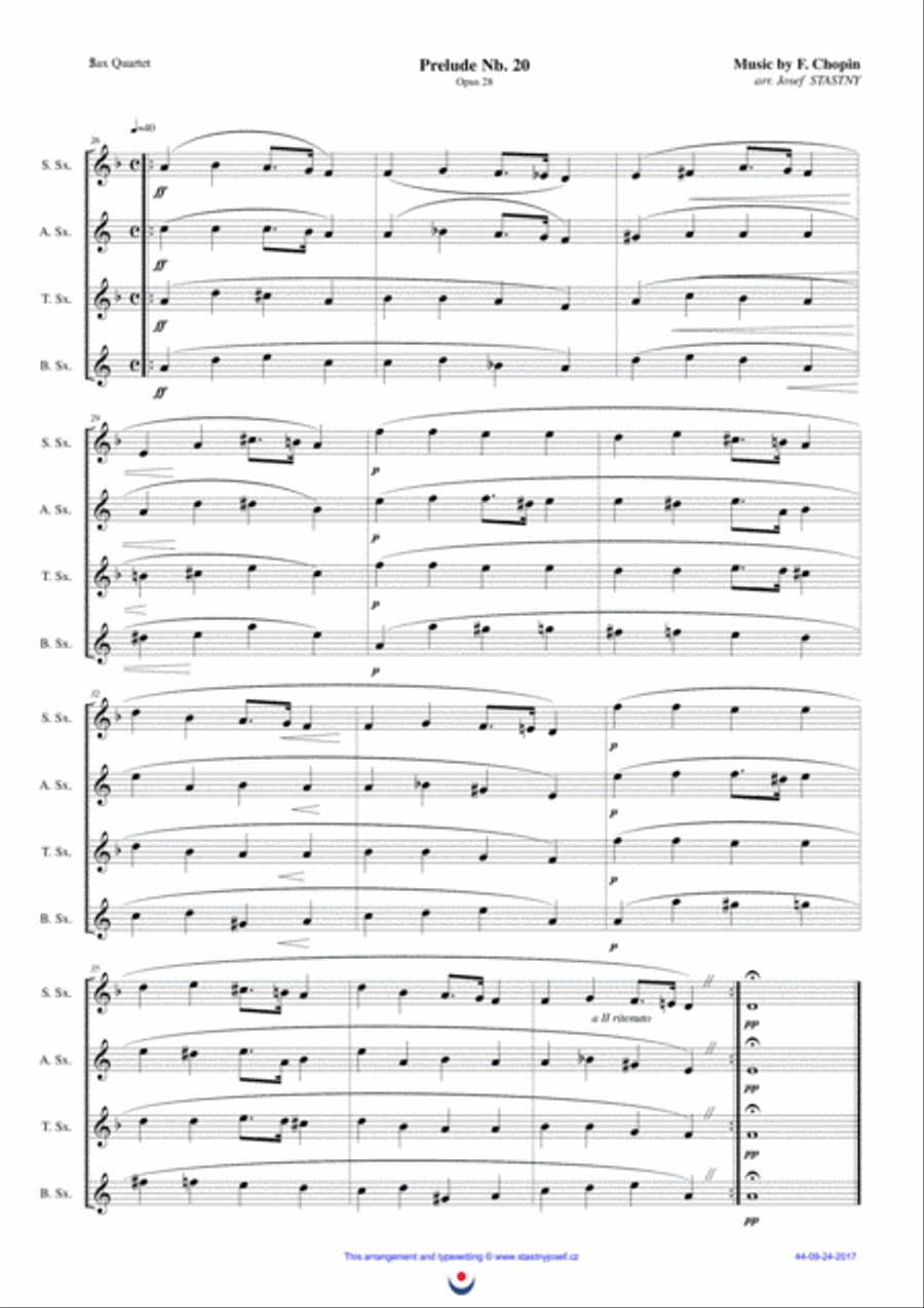 Preludes (Nb. 4 and Nb. 20) - Chopin Woodwind Quartet scores gallery preview page 2