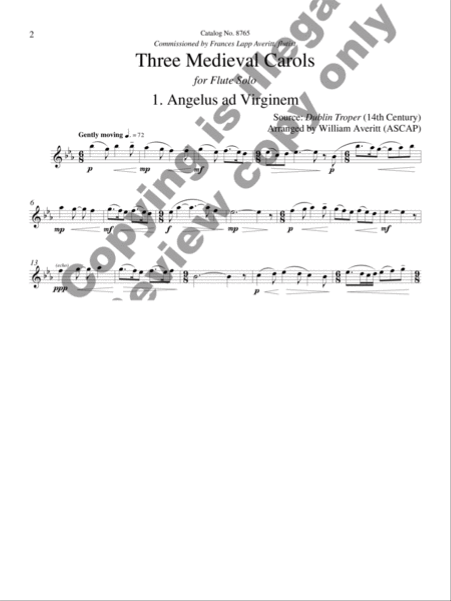 Three Medieval Carols Flute Solo scores gallery preview page 3