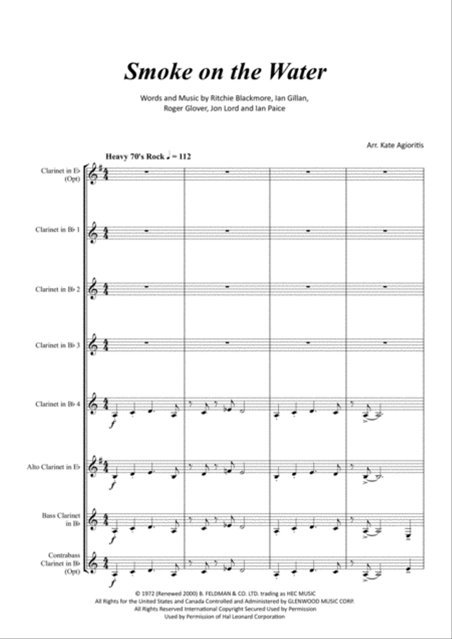 Smoke On The Water Woodwind Ensemble scores gallery preview page 2