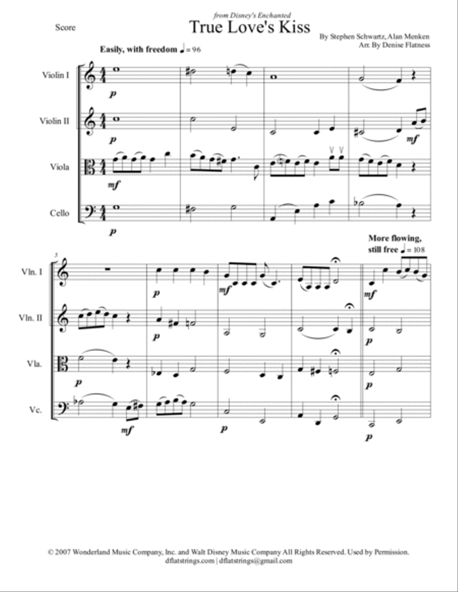 True Love's Kiss True Love's Kiss String Quartet scores gallery preview page 2
