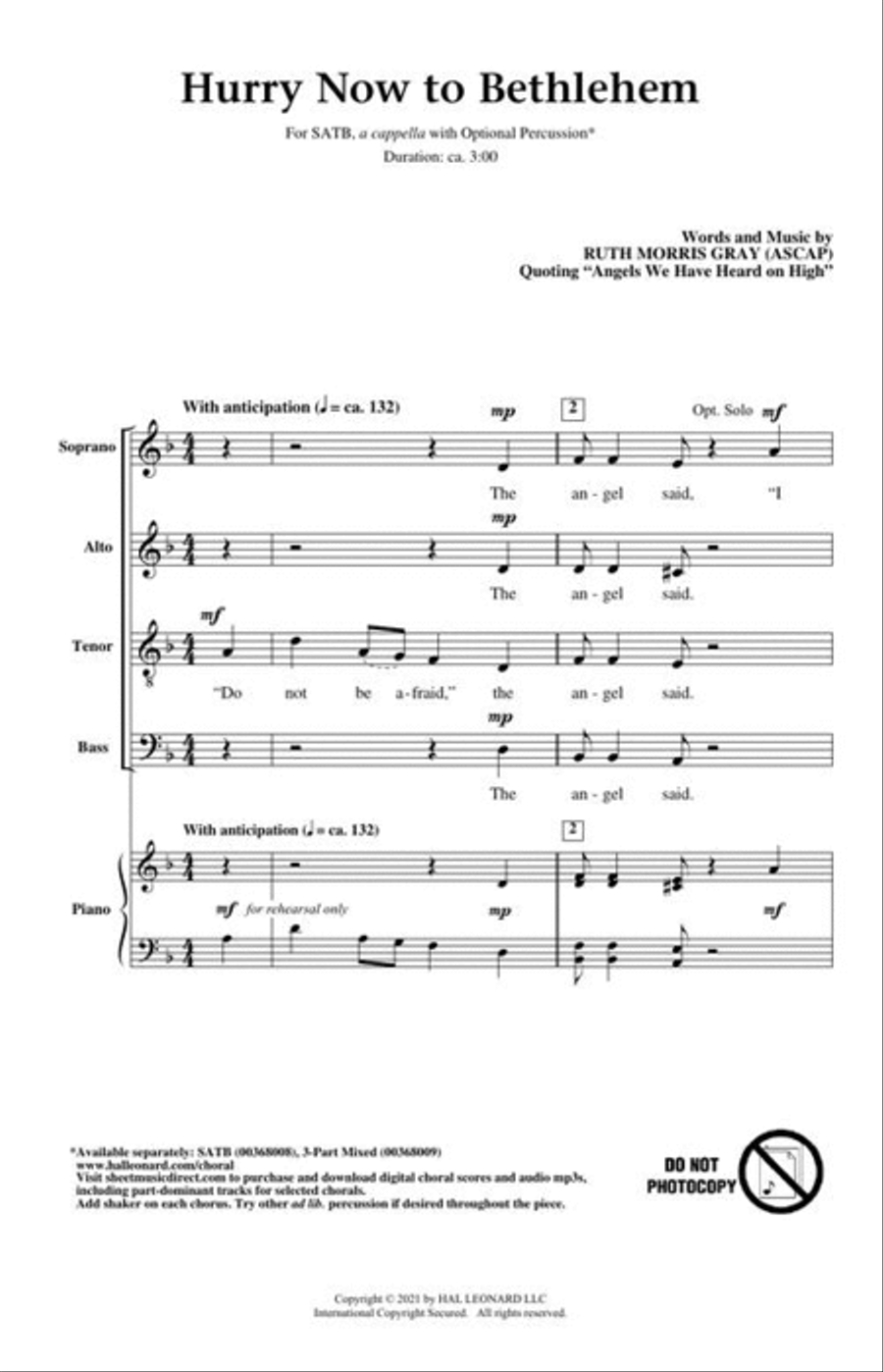 Hurry Now to Bethlehem 4-Part scores gallery preview page 3