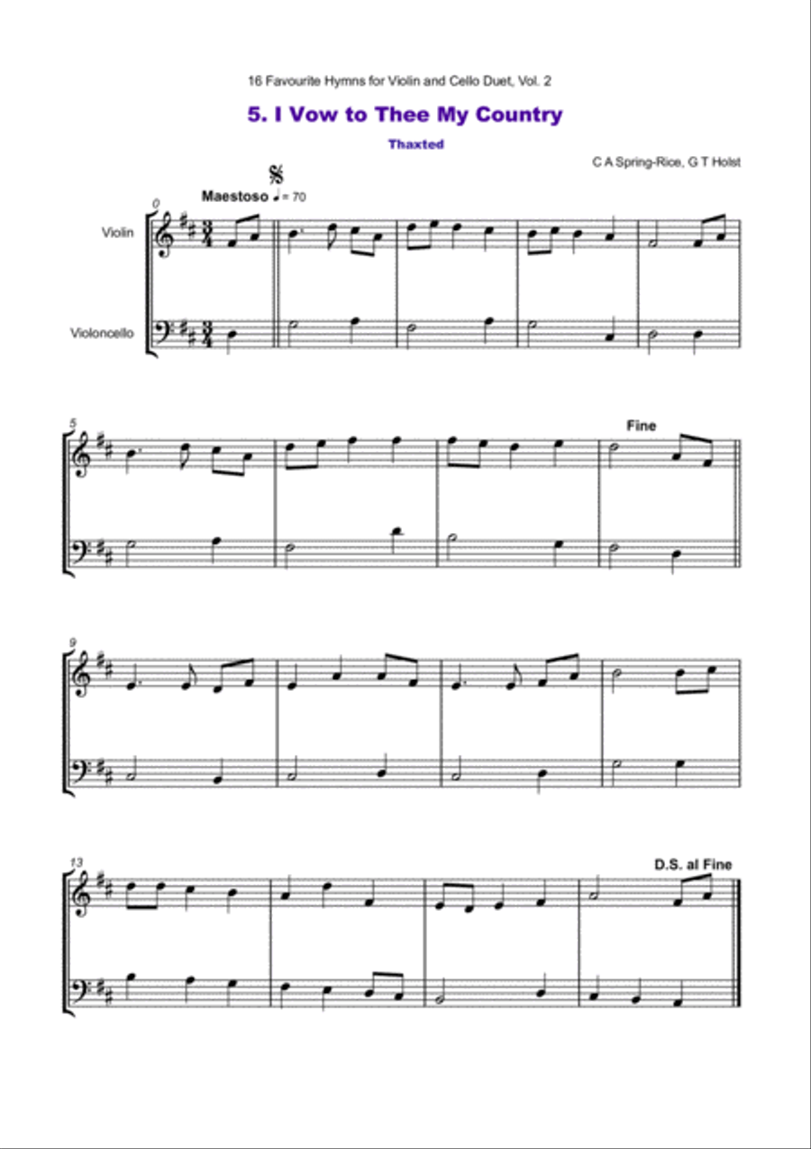 16 Favourite Hymns Vol.2 for Violin and Cello Duet String Duet scores gallery preview page 6