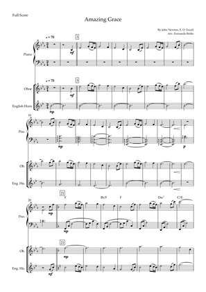 Amazing Grace for Oboe & English Horn Duo and Piano Accompaniment with Chords