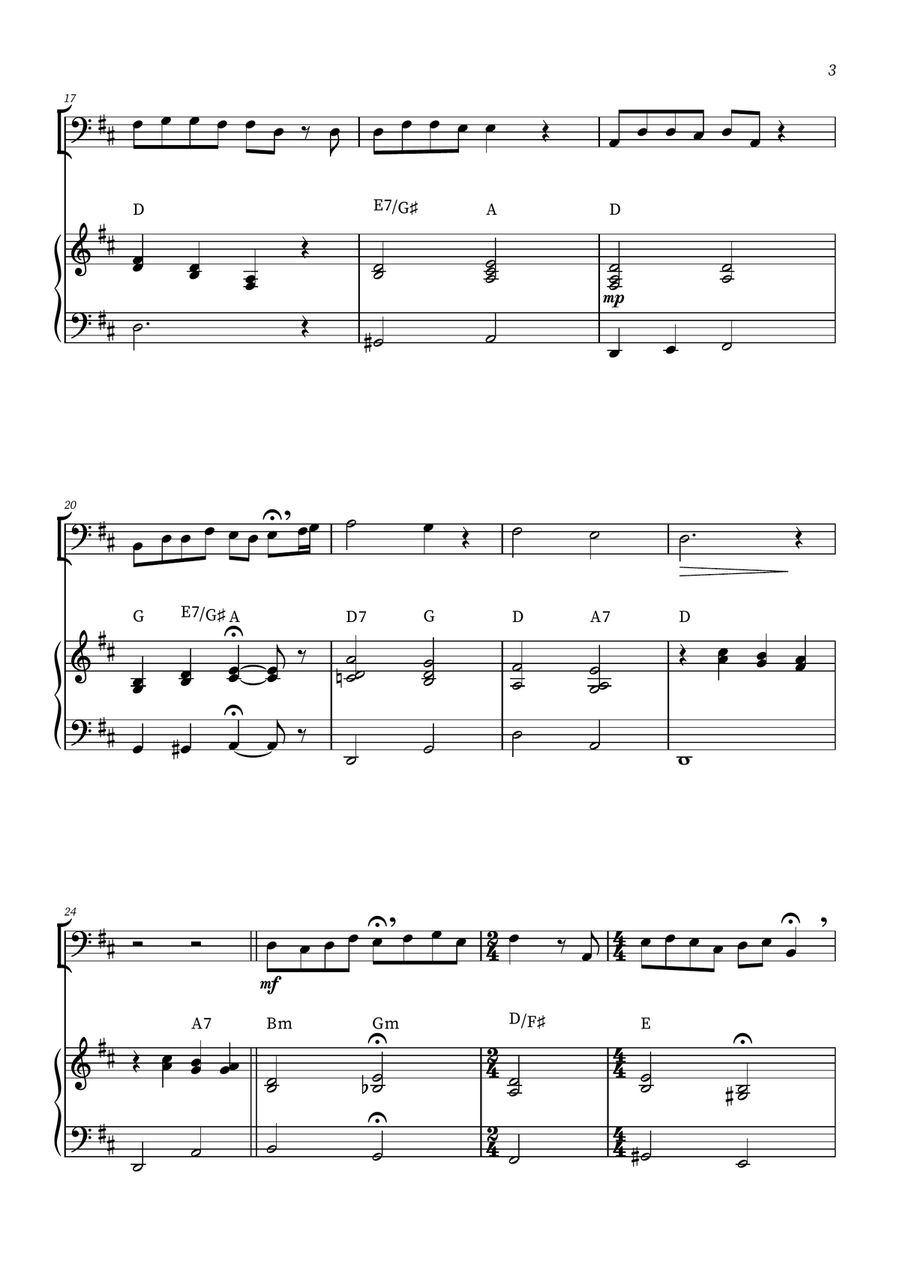 When She Loved Me Double Bass scores gallery preview page 3