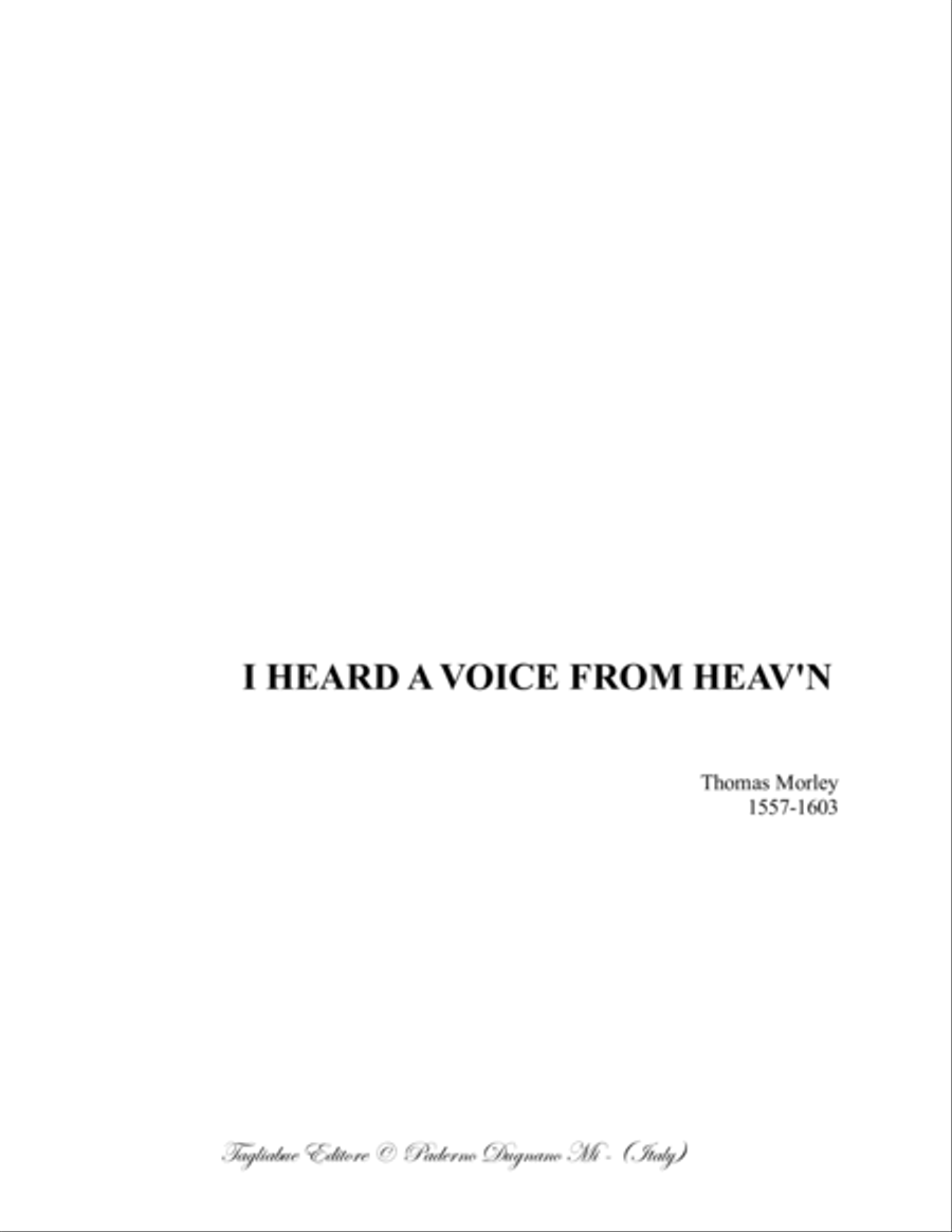 I HEARD A VOICE FROM HEAV'N - Morley - For SATB Choir 4-Part scores gallery preview page 1