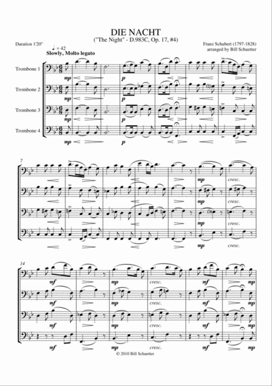 The Night The Night Trombone Quartet scores gallery preview page 1