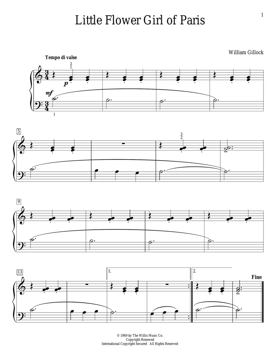 Little Flower Girl Of Paris by William L. Gillock Piano Method - Digital Sheet Music