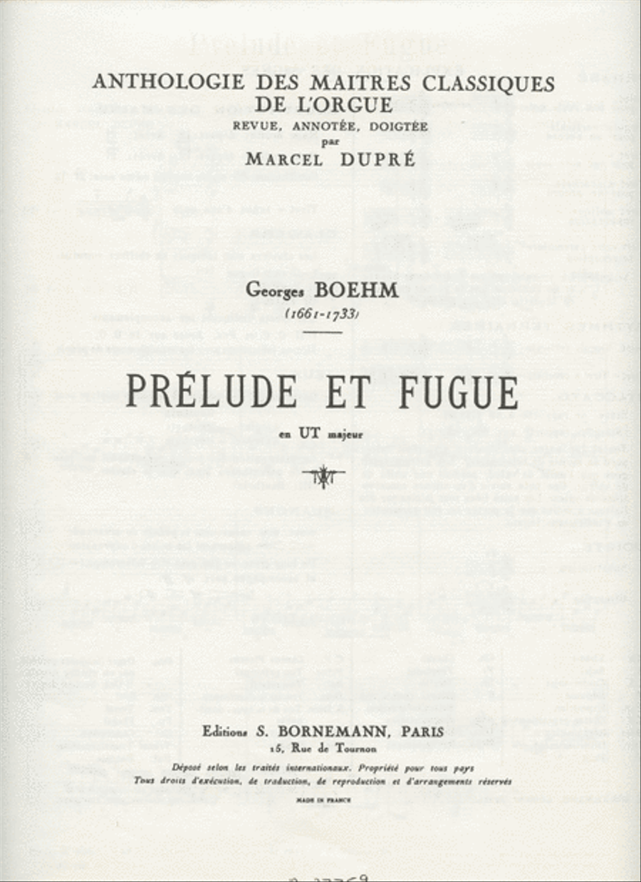 Prelude Et Fugue In C Major (maitres Classiques No.6) (organ)