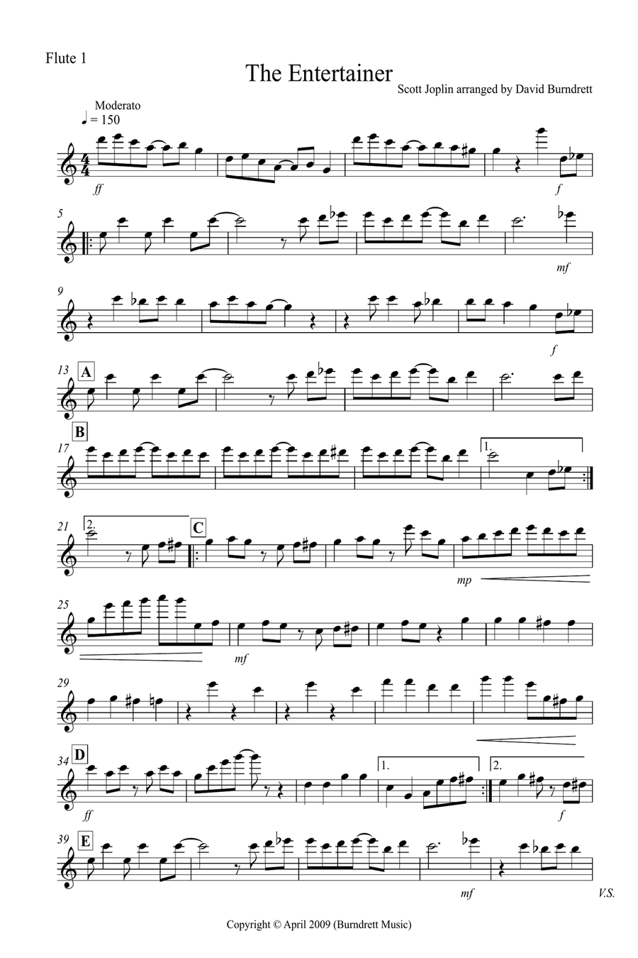 The Entertainer for Flute Quartet Flute Quartet scores gallery preview page 6