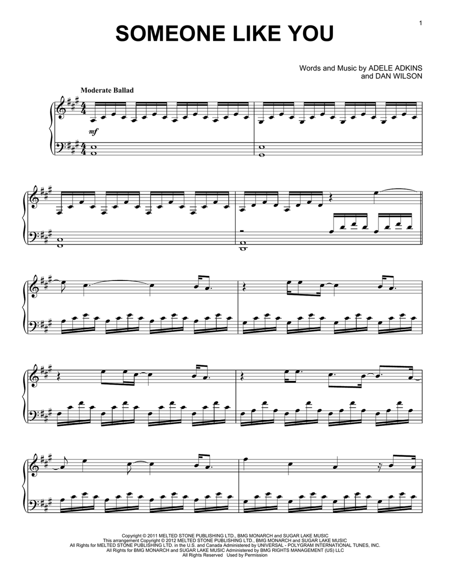 Someone Like You Piano Solo scores gallery preview page 1