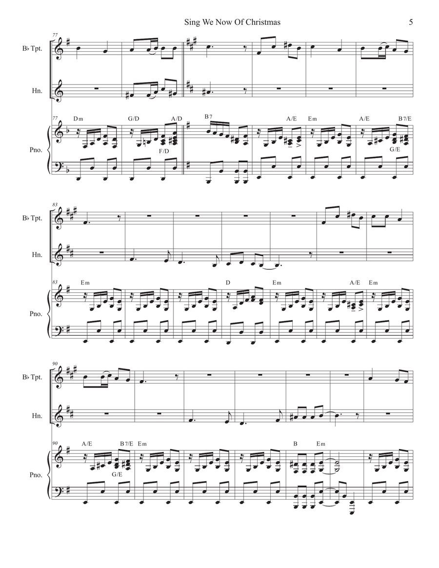 Sing We Now Of Christmas (Noël Nouvelet) (Duet for Bb-Trumpet & French Horn) Brass Duet scores gallery preview page 5