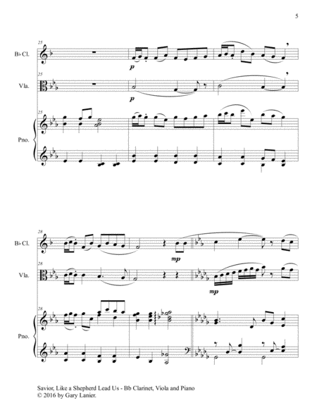 SAVIOR, LIKE A SHEPHERD LEAD US (Trio – Bb Clarinet, Viola & Piano with Parts) image number null